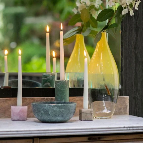 New Discontinued Joanna Buchanan Pedestal Candlestick in Green&Rose Quartz - Picture 6 of 6